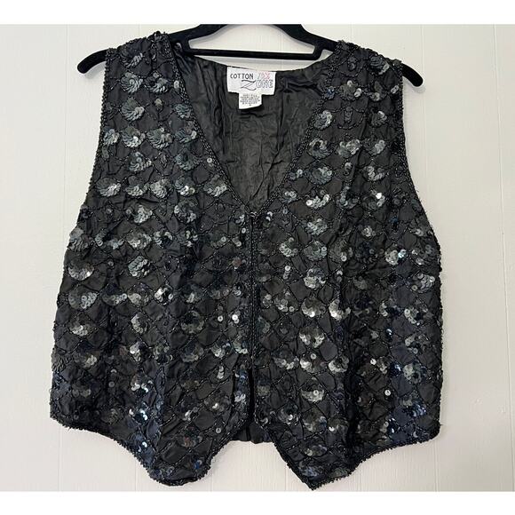 Cotton Zone Y2K 90's Silk Sequin Vest Size Small - Picture 1 of 5